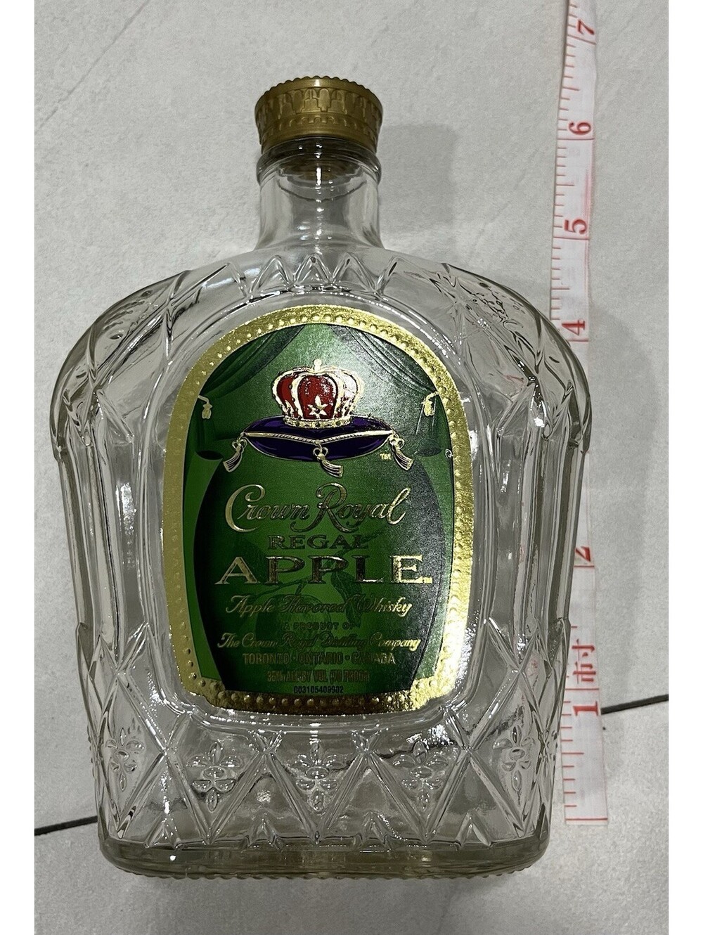 Crown Royal Apple 750ML Empty Glass Bottle With Cap For Crafts/Decor Art